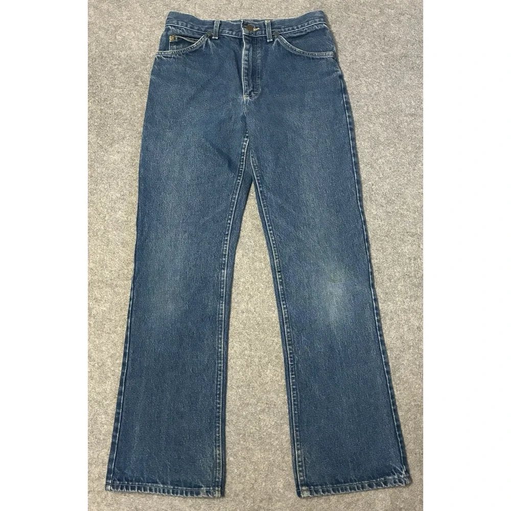 Vintage 70s Lee Riders Denim Jeans Men 28x30 Union Made In USA Talon 42 Bootcut